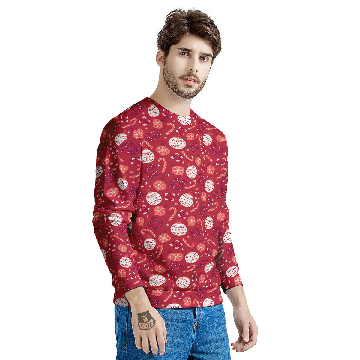 Cute Christmas Elements Print Pattern Men's Sweatshirt-grizzshop