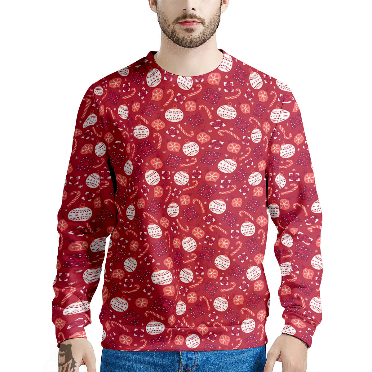 Cute Christmas Elements Print Pattern Men's Sweatshirt-grizzshop