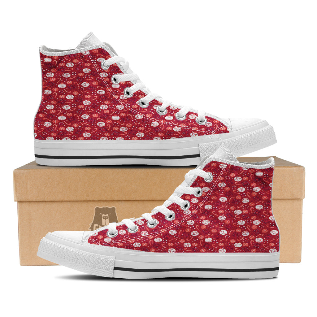 Cute Christmas Elements Print Pattern White High Top Shoes-grizzshop