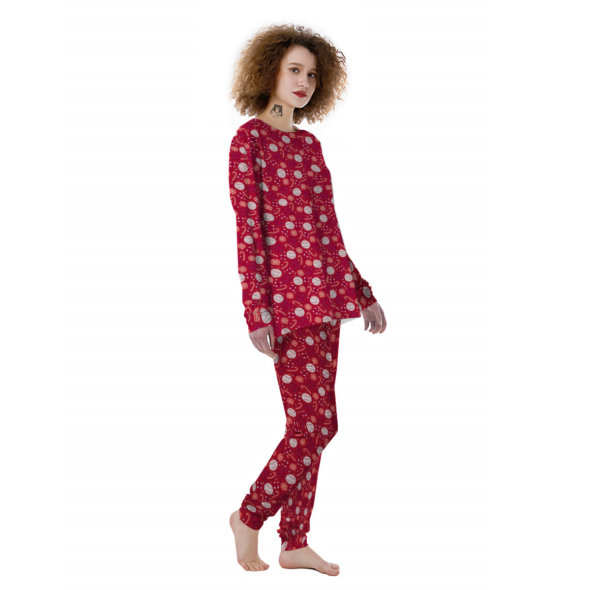 Cute Christmas Elements Print Pattern Women's Pajamas-grizzshop