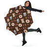 Cute Coffee Pattern Print Automatic Foldable Umbrella-grizzshop