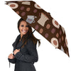 Cute Coffee Pattern Print Automatic Foldable Umbrella-grizzshop