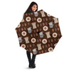 Cute Coffee Pattern Print Automatic Foldable Umbrella-grizzshop