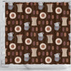 Cute Coffee Pattern Print Bathroom Shower Curtain-grizzshop