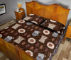Cute Coffee Pattern Print Bed Set Quilt-grizzshop