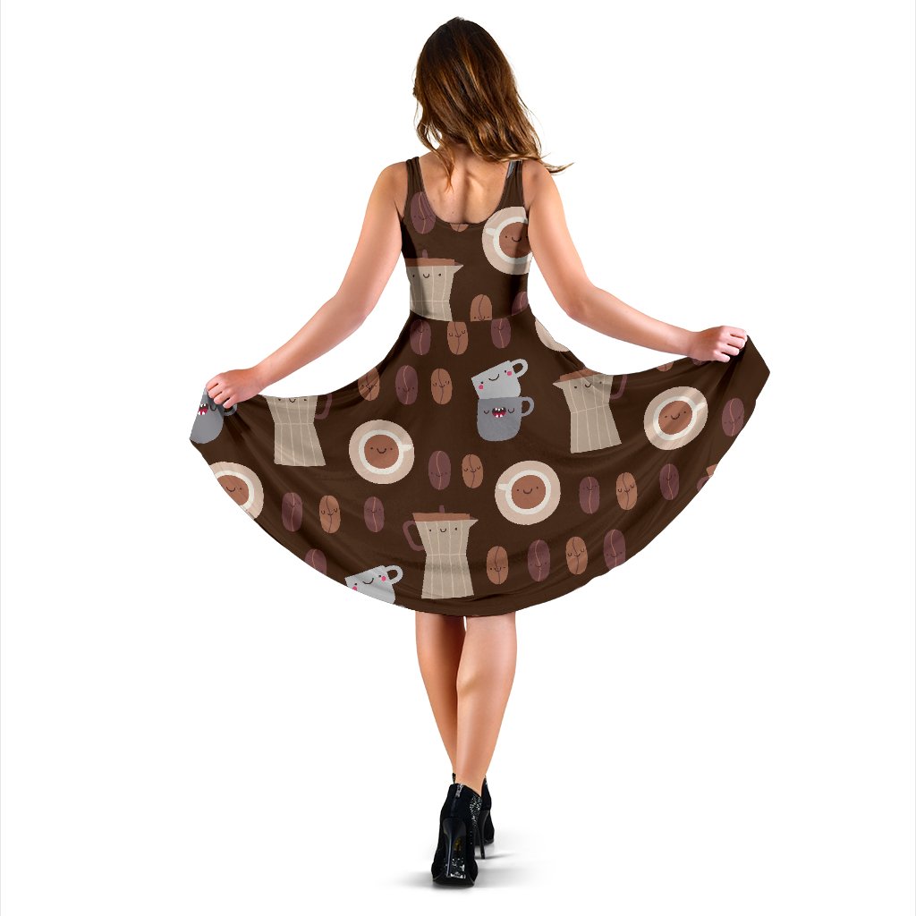 Cute Coffee Pattern Print Dress-grizzshop