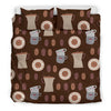 Cute Coffee Pattern Print Duvet Cover Bedding Set-grizzshop