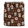 Cute Coffee Pattern Print Duvet Cover Bedding Set-grizzshop