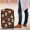 Cute Coffee Pattern Print Luggage Cover Protector-grizzshop