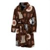 Cute Coffee Pattern Print Men Long Robe-grizzshop