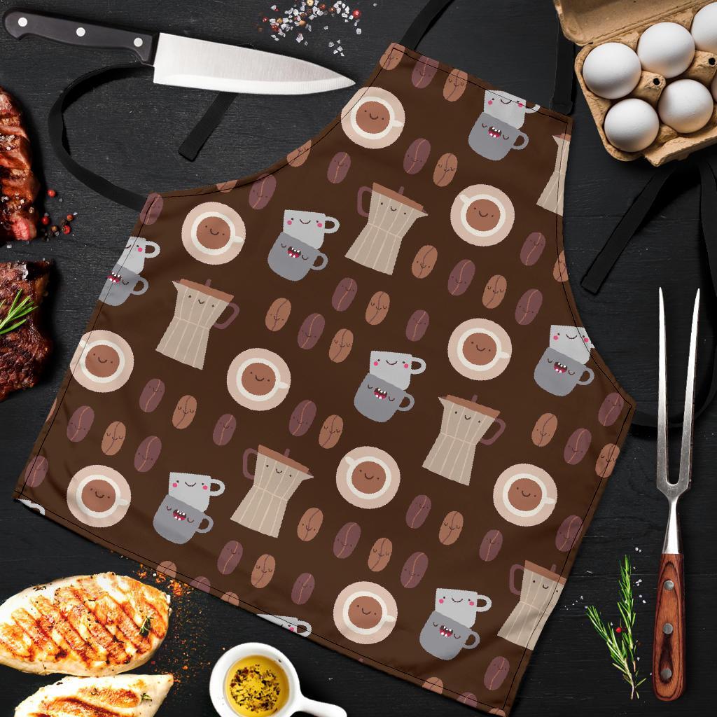 Cute Coffee Pattern Print Men's Apron-grizzshop