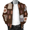 Cute Coffee Pattern Print Men's Bomber Jacket-grizzshop