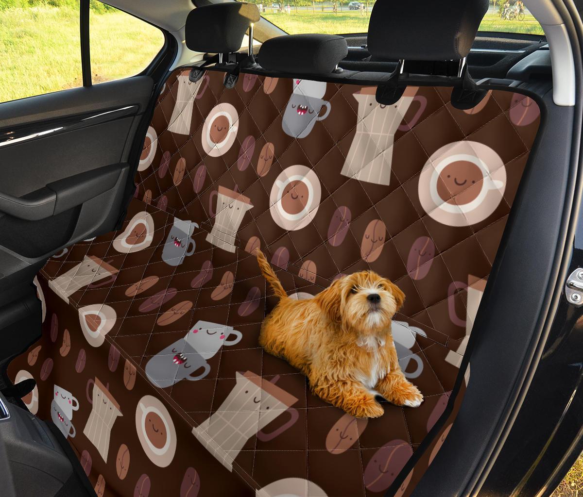 Cute Coffee Pattern Print Pet Car Seat Cover-grizzshop