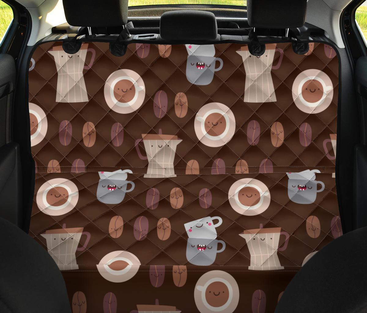 Cute Coffee Pattern Print Pet Car Seat Cover-grizzshop