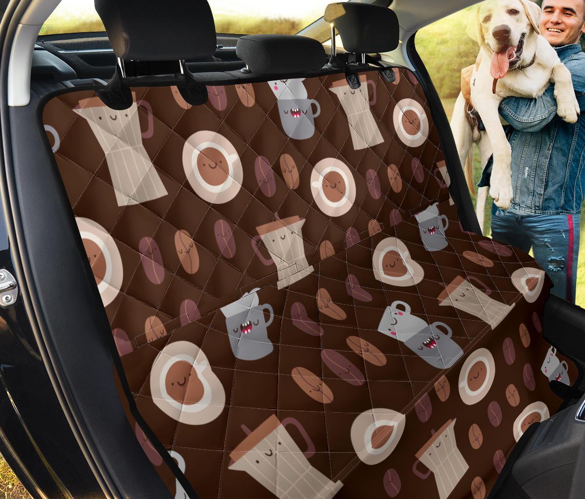 Cute Coffee Pattern Print Pet Car Seat Cover-grizzshop