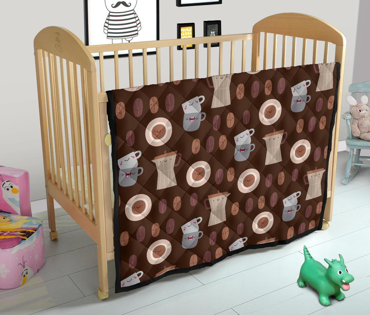 Cute Coffee Pattern Print Quilt-grizzshop