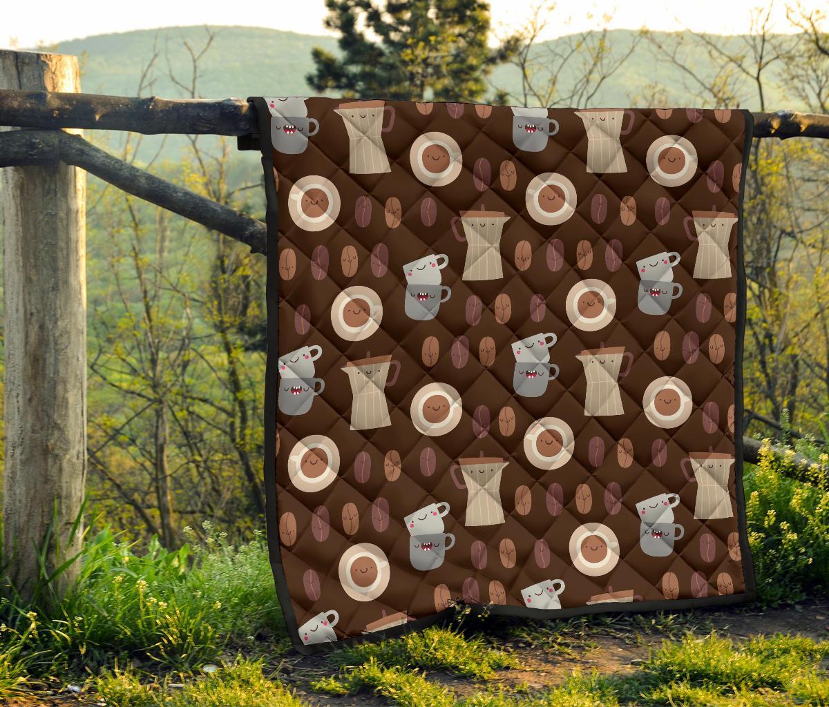 Cute Coffee Pattern Print Quilt-grizzshop