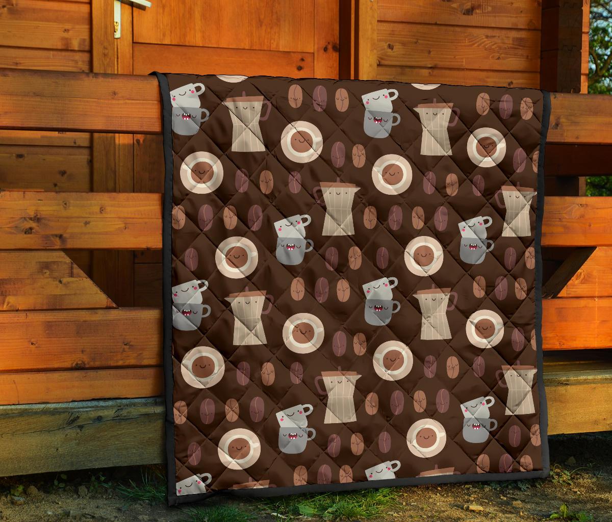 Cute Coffee Pattern Print Quilt-grizzshop