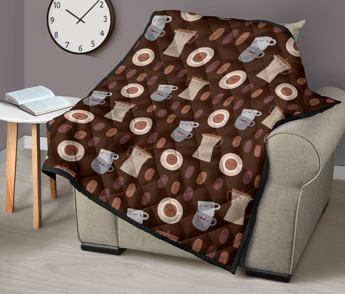 Cute Coffee Pattern Print Quilt-grizzshop