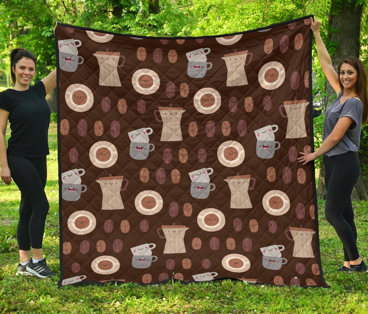 Cute Coffee Pattern Print Quilt-grizzshop