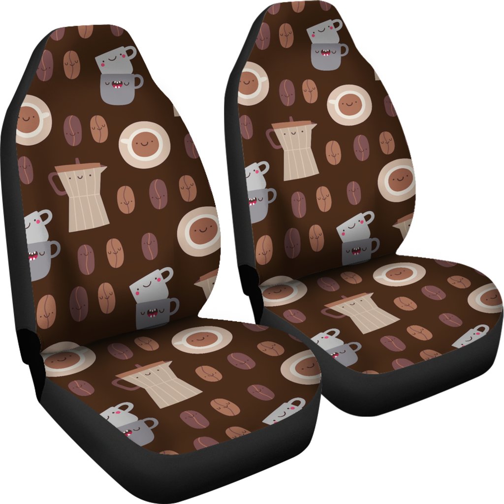 Cute Coffee Pattern Print Universal Fit Car Seat Covers-grizzshop