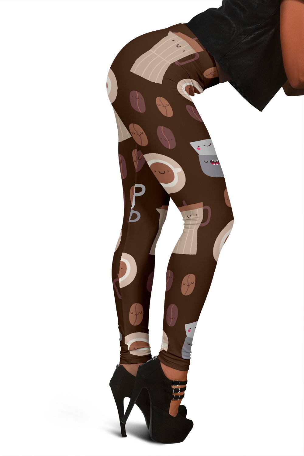 Cute Coffee Pattern Print Women Leggings-grizzshop