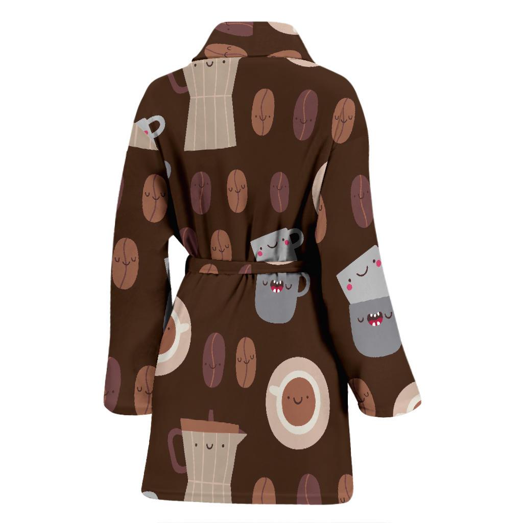 Cute Coffee Pattern Print Women Long Robe-grizzshop