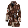 Cute Coffee Pattern Print Women Long Robe-grizzshop