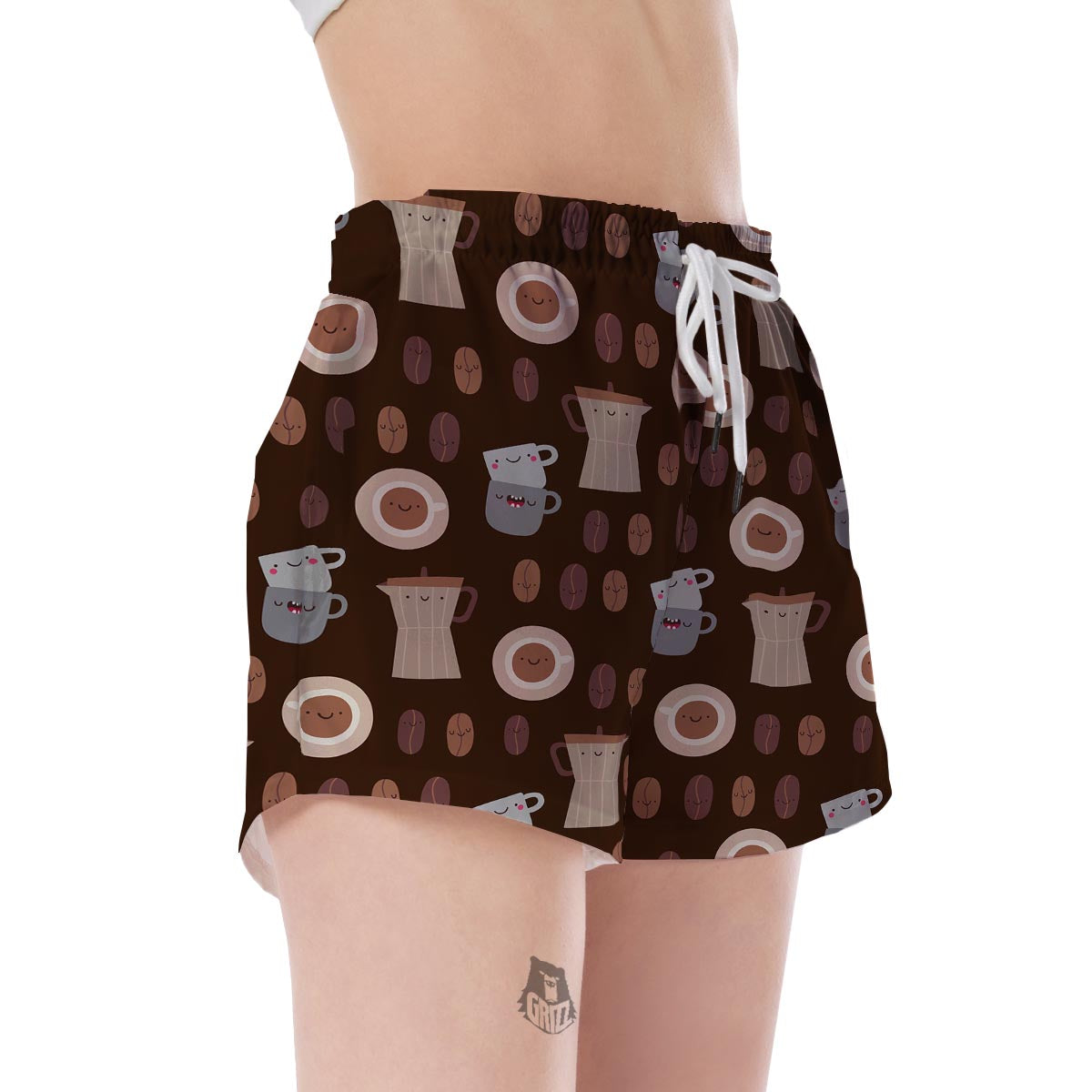 Cute Coffee Pattern Print Women's Shorts-grizzshop