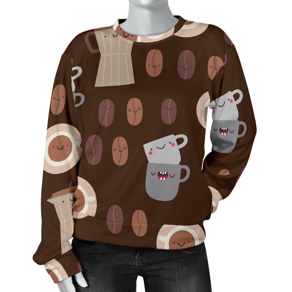 Cute Coffee Pattern Print Women's Sweatshirt-grizzshop