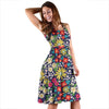Cute Colorful Daisy Pattern Print Dress-grizzshop