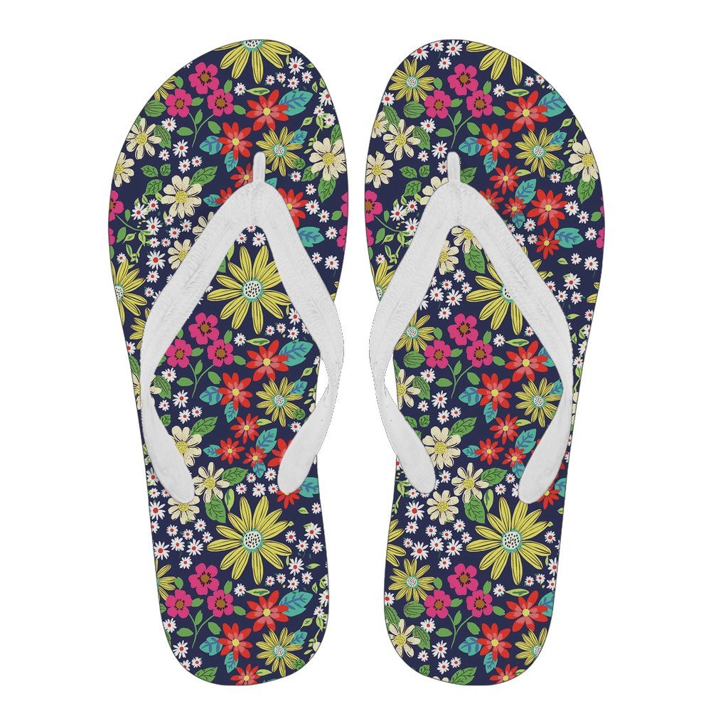 Cute Colorful Daisy Pattern Print Men & Women Flip Flops-grizzshop