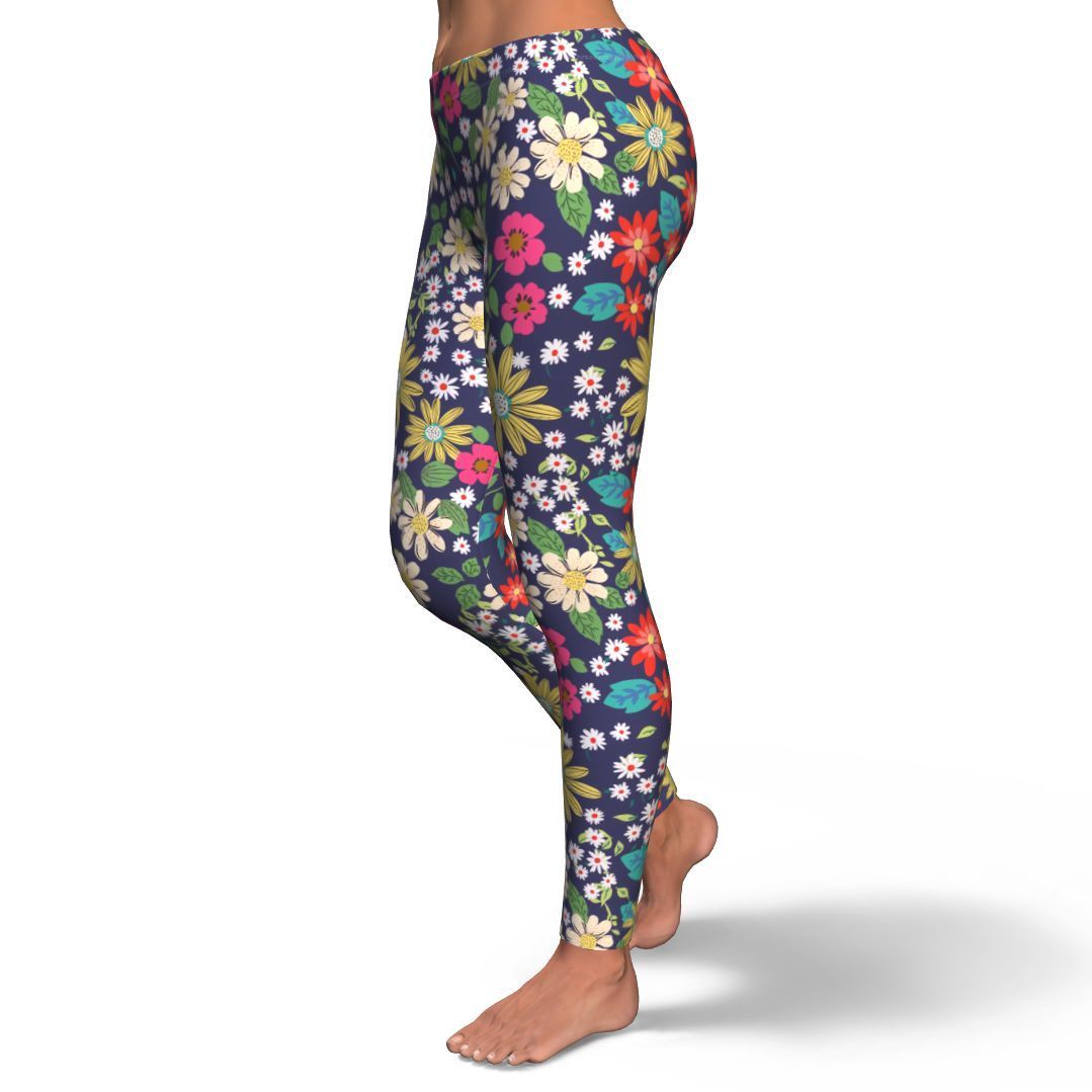 Cute Colorful Daisy Pattern Print Pattern Women Leggings-grizzshop