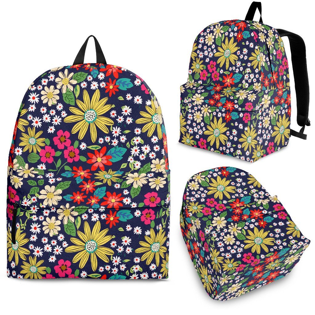 Cute Colorful Daisy Pattern Print Premium Backpack-grizzshop