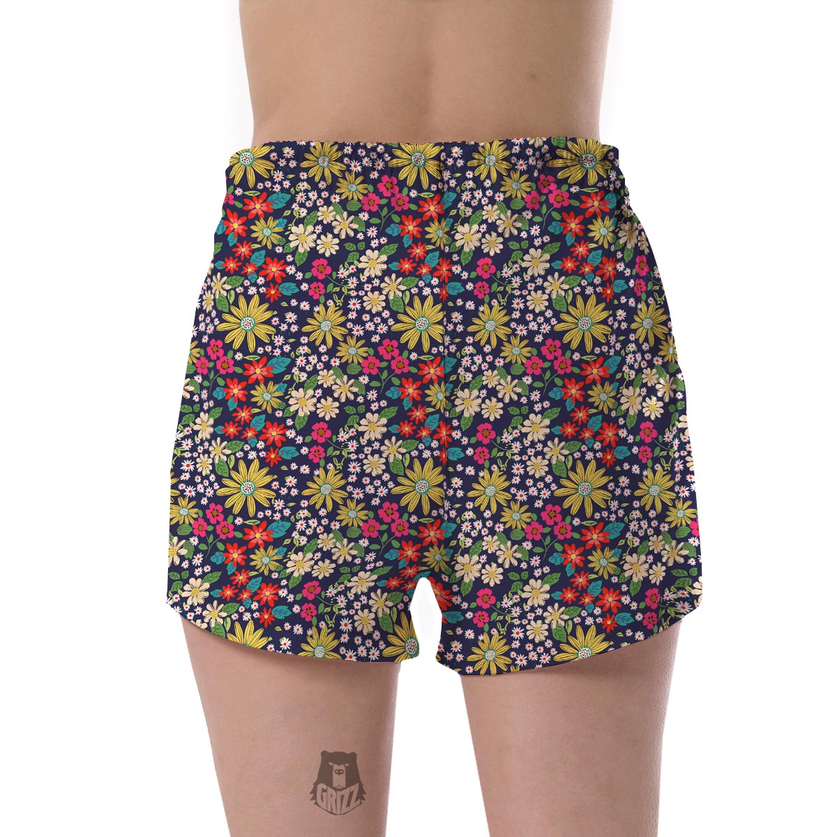 Cute Colorful Daisy Pattern Print Women's Shorts-grizzshop