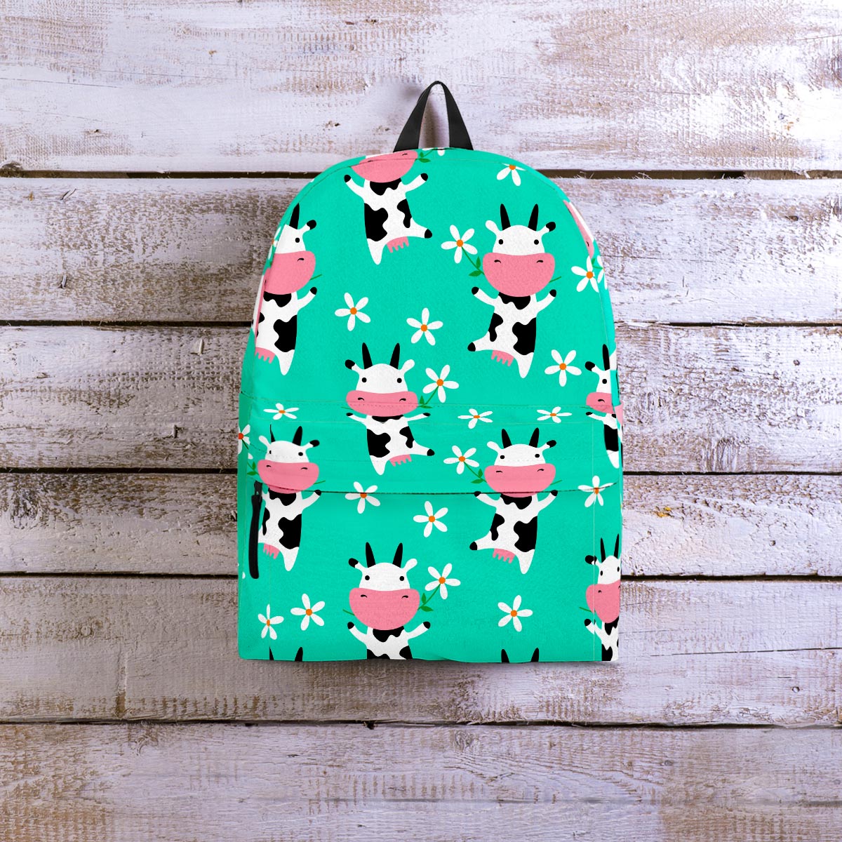 Cute Cow Floral Print Backpack-grizzshop