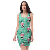 Cute Cow Floral Print Bodycon Dress-grizzshop