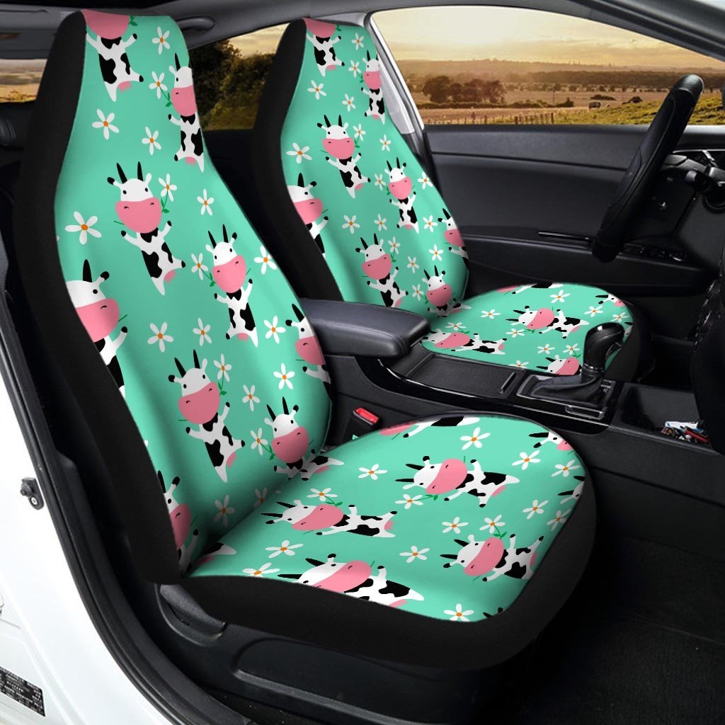 Cute Cow Floral Print Car Seat Covers-grizzshop