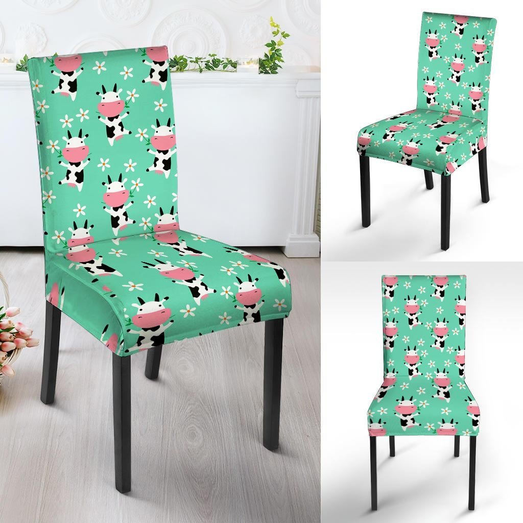 Cute Cow Floral Print Chair Cover-grizzshop