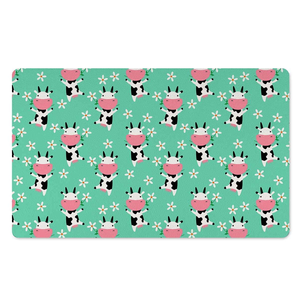 Cute Cow Floral Print Door Mat-grizzshop