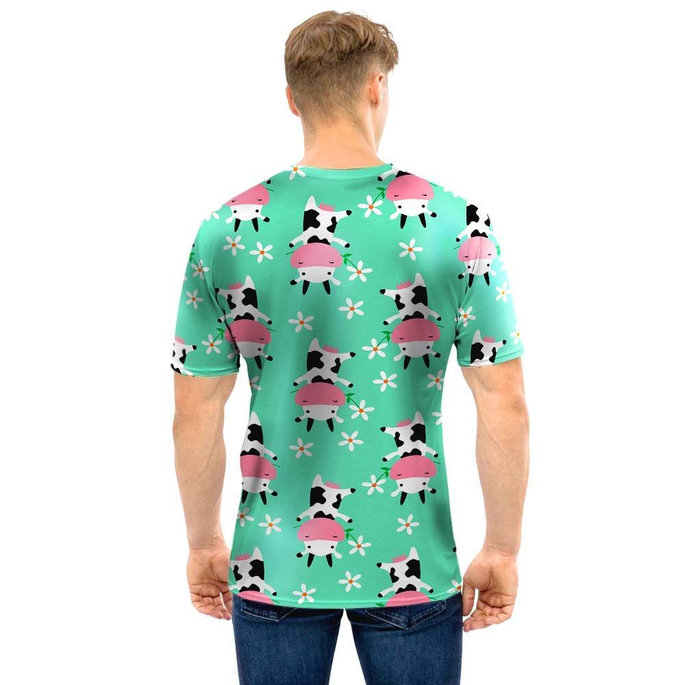 Cute Cow Floral Print Men T Shirt-grizzshop