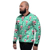 Cute Cow Floral Print Men's Bomber Jacket-grizzshop