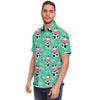 Cute Cow Floral Print Men's Short Sleeve Shirt-grizzshop