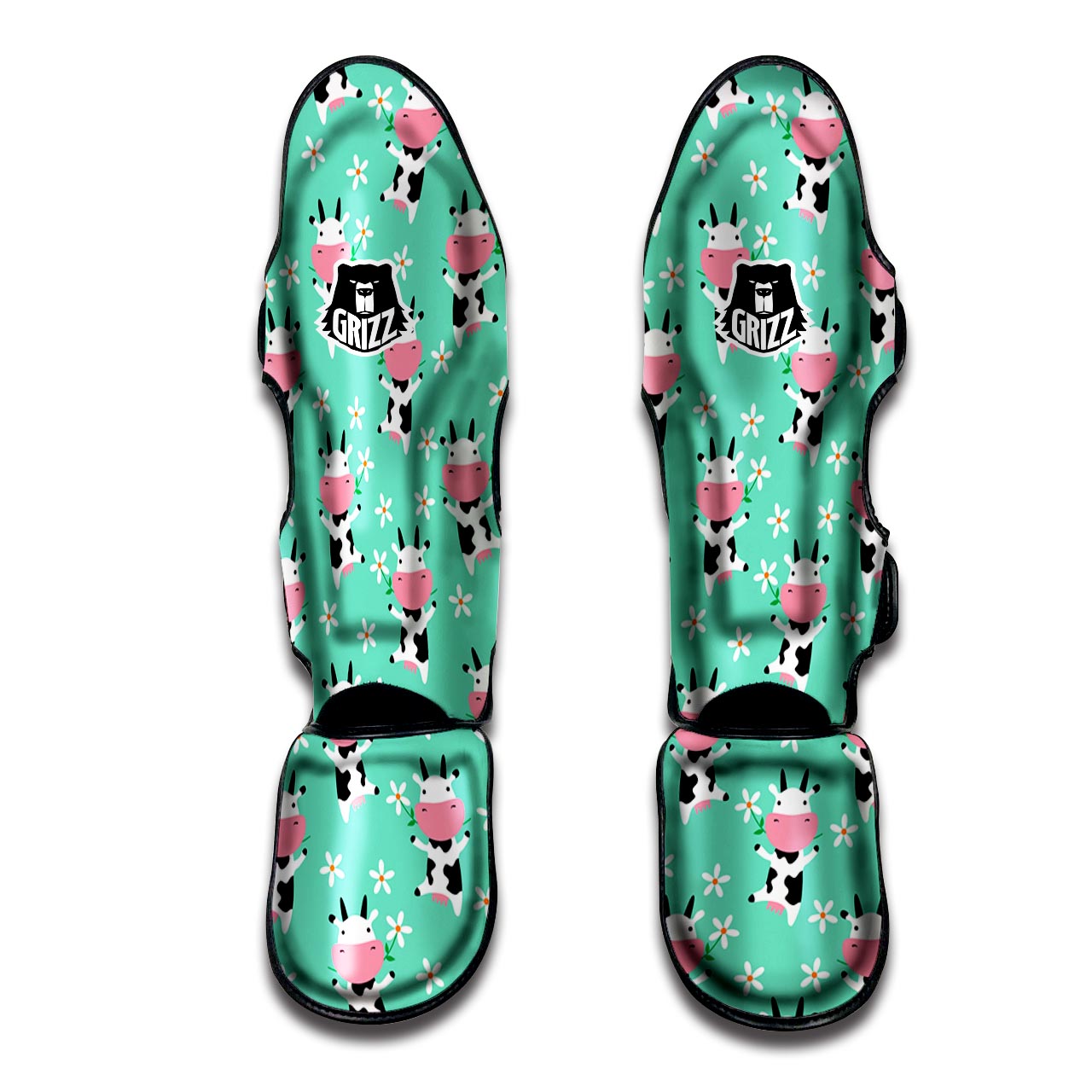 Cute Cow Floral Print Muay Thai Shin Guard-grizzshop