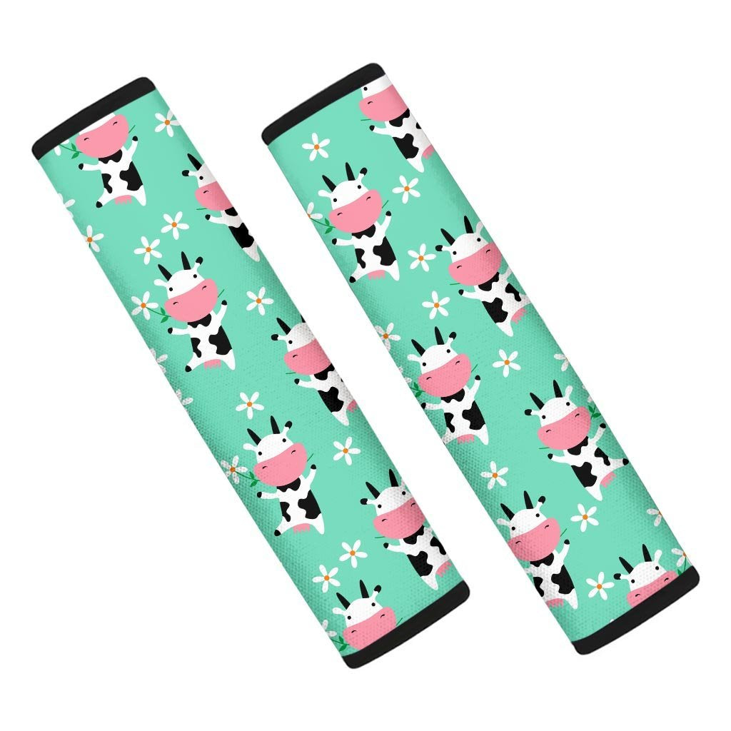 Cute Cow Floral Print Seat Belt Cover-grizzshop