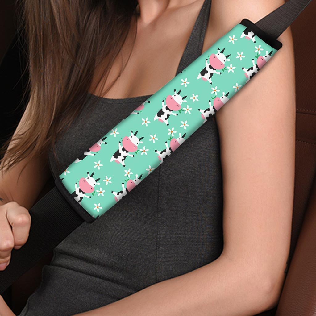 Cute Cow Floral Print Seat Belt Cover-grizzshop