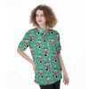 Cute Cow Floral Print Women's Short Sleeve Shirts-grizzshop