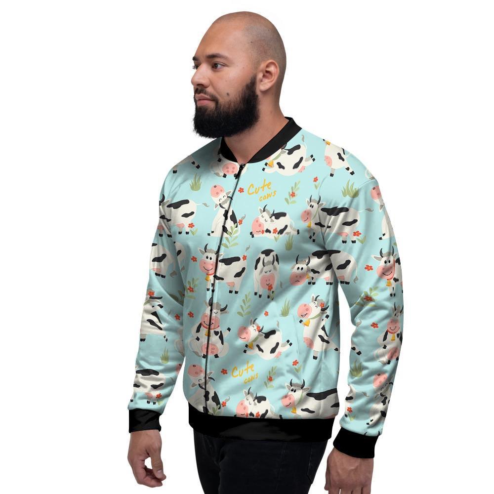 Cute Cow Print Men's Bomber Jacket-grizzshop