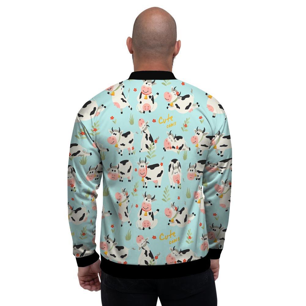 Cute Cow Print Men's Bomber Jacket-grizzshop