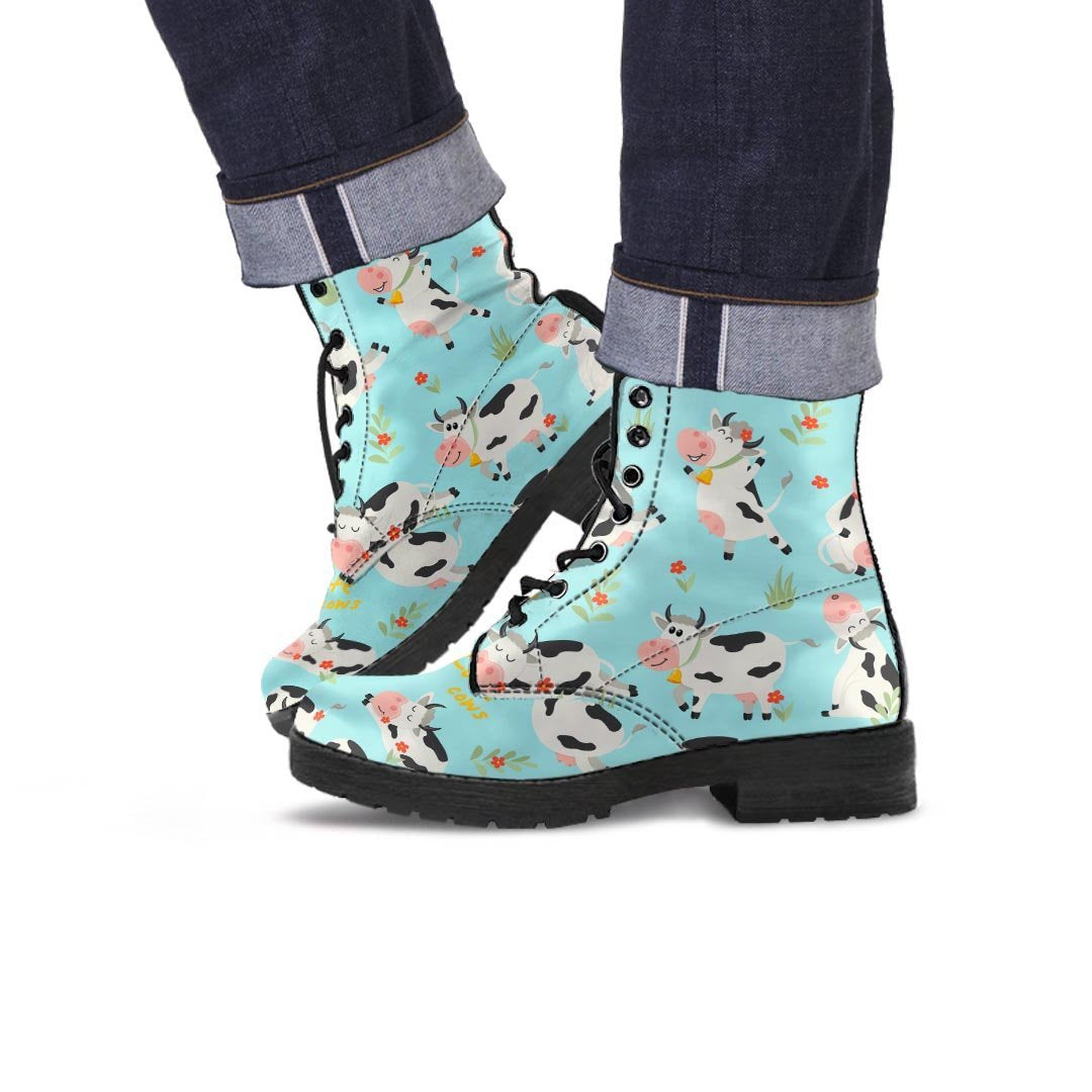 Cute Cow Print Men's Boots-grizzshop